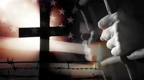 US flag - prisoner Stock Footage