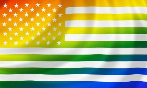 US flag in rainbow colors 스톡 일러스트