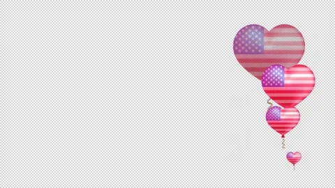 US flag in the shape of a heart. US flag on holiday balloons. Animation. Stock Footage 149762748