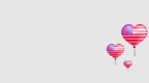 US flag in the shape of a heart. US flag on holiday balloons. Animation. Stock Footage 149762802