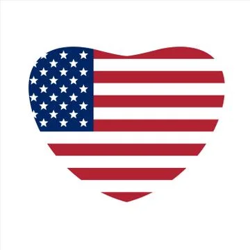 US Flag in shape of heart. US symbol Stock Illustration