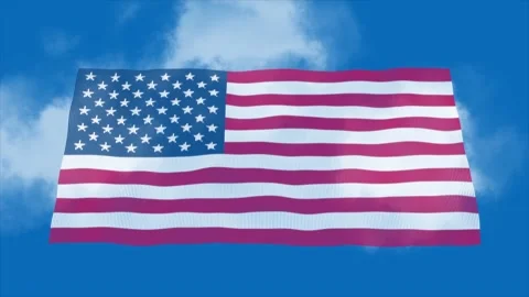 U.S. flag in the sky Stock Footage 276621393