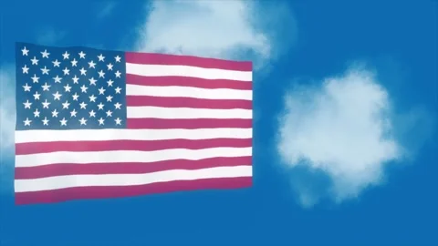 U.S. flag in the sky-place for text Stock Footage 276621382