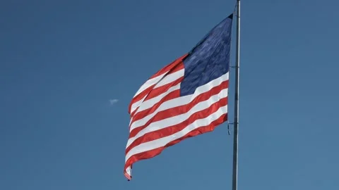 US Flag in Slow Motion Video stock 243384068