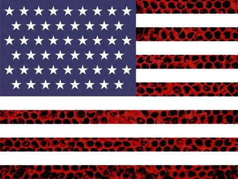 US flag stylized with the texture of old honeycombs 스톡 일러스트