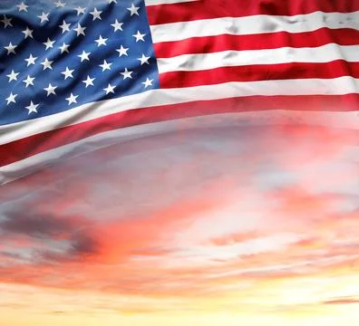 US flag in sunny sky Illustrazione stock