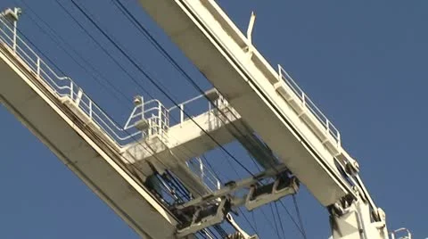 US Flag Tilt Down to Empty Container Ship Dock Video stock 10748560