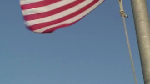 US flag tilt down to Full Foreign Container ship  Oakland CA 2 Stock Footage 10748698