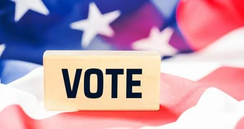 US flag with Vote text on it Stock Photos