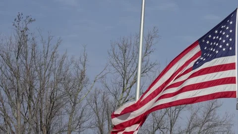 U.S. Flag Waving (outdoors - Windy Day) Stock Footage 300067334