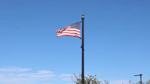 US Flag Waving in Wind Day Stock Footage 147235656