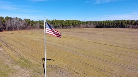 US Flag Waving in the Wind Distant Stock Footage 330056959