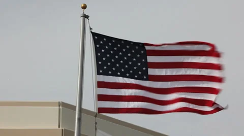 US Flag Waving In The Wind Stock Footage 36815939