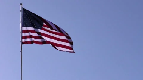 US Flag Waving in the Wind Stock Footage 49177772