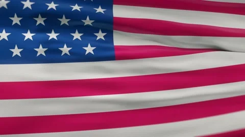 US flag waving on wind seamles loop 3d animation. 4k resolution Stock Footage 134252037