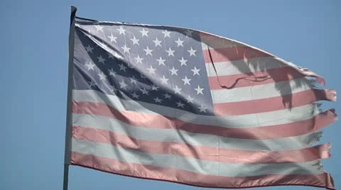 US flag on wind. Video stock 12032043