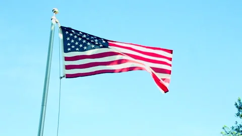 US Flag in the wind Stock Footage 133849480