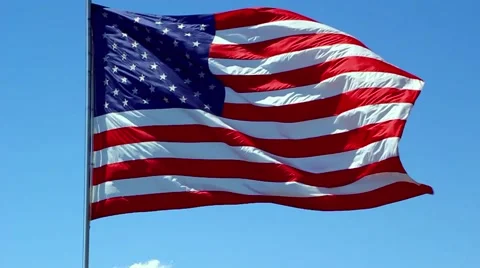 US Flag in wind slow motion Stock Footage