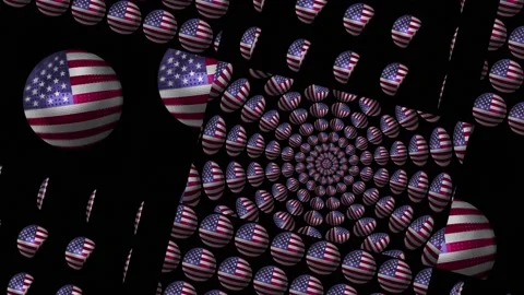 US flags interspersed in art. Dynamic background. Video stock 170126019
