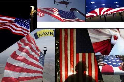 U.S. Flags - Patriotic Collage Stock Photos