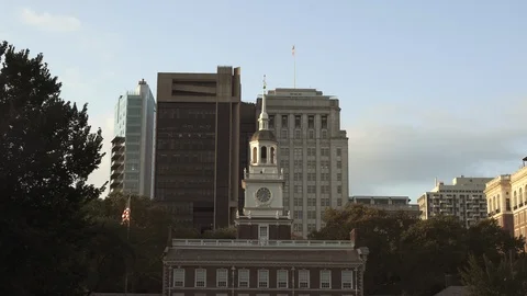 US Flags in Philadelphia Stock Footage 105442991