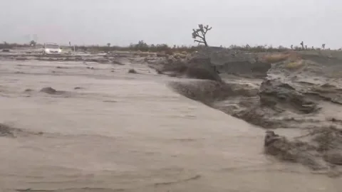US: Flooding Forces Full Closure Of State Route 18 Near Sheep Creek Road Stock Footage 324928217