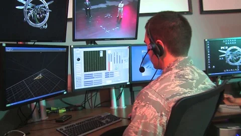 The U.S. Government tests new forms of small remote control drones at the micro Stock Footage 123367864