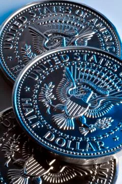US Half Dollar coins Stock Photos