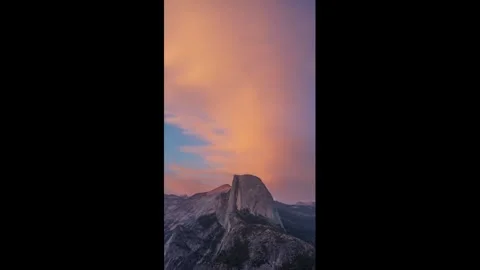 US: Half Dome Glows Under A Spectacular Sunset Before Giving Way To A Sta... Stock Footage 344702863