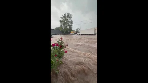 US: Heavy Rain and Hail Trigger Flash Flooding Across New Jersey Video stock 340864499