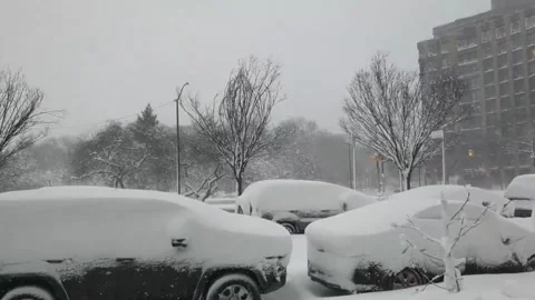 US: Heavy snowfall blankets Brooklyn, New York, USA Stock Footage 329613990
