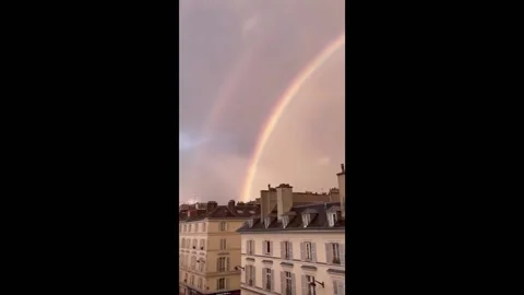 US: Huge Rainbow Spotted Over Paris After Storm Ciaran Stock Footage 255045740