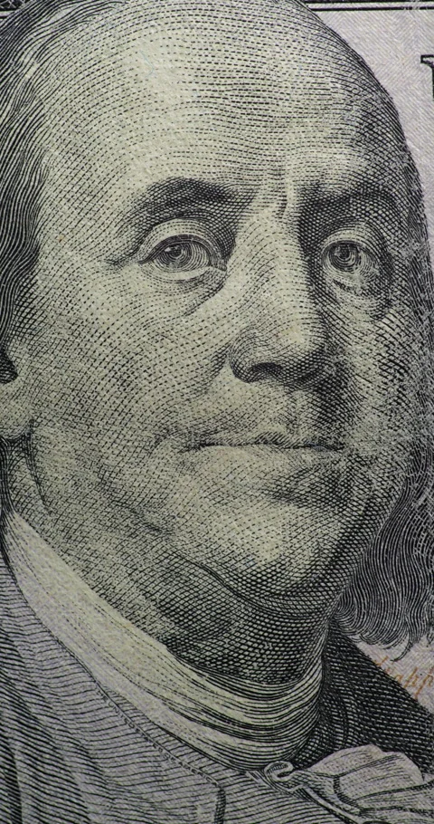 US Hundred Dollar Bill Portrait Stop Motion Loop.  Stock Footage 345245616