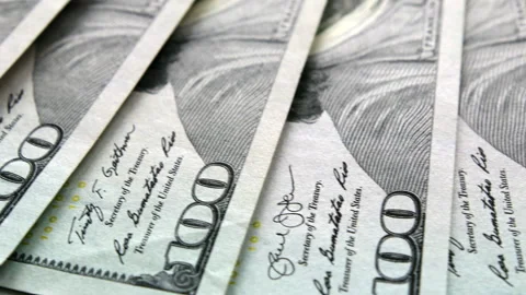US hundred dollar bills are fanned out 動画素材 149639027