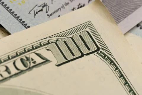 US hundred  Dollar elements , super macro, close up photo Stock Photos