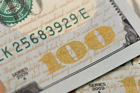 US hundred  Dollar elements , super macro, close up photo Stock Photos