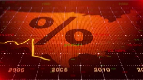 US Interest Rates Chart Inflation And Deflation Economic Indicators 스톡 동영상 330928557