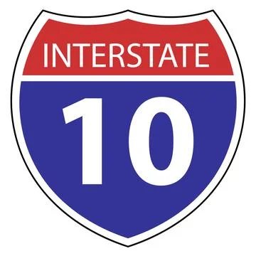 US Interstate 10 highway icon. US Interstate 10 highway sign with route 스톡 일러스트