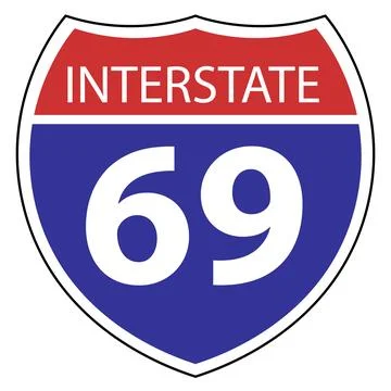 US Interstate 69 highway icon. US Interstate 69 highway sign with route Stock Illustration