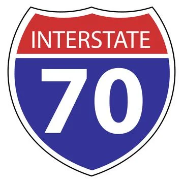 US Interstate 70 highway icon. US Interstate 70 highway sign with route Stock Illustration