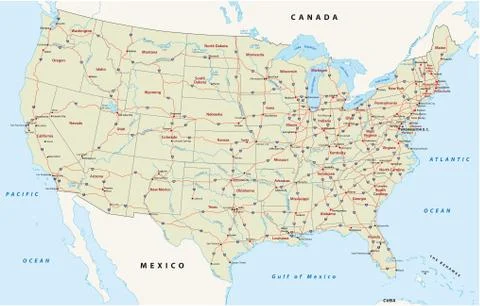 Us interstate highway map Stock Illustration
