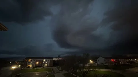 US: Iowa Storm Clouds Split Dramatically Over Ames During Severe Weather ... Stock Footage 332881850
