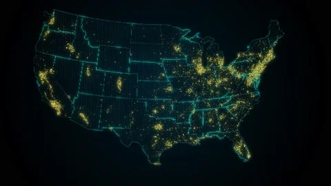 US Light Pollution Map Stock Footage