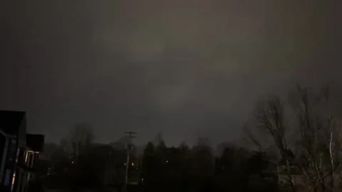 US: Lightning Illuminates Night Sky As 120 Mph Tornado Strikes Bloomingto... Stock Footage 329327572