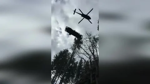 US: Logger Rescued From Steep Mount Hood Hillside After Tree Accident Stock Footage 330692217