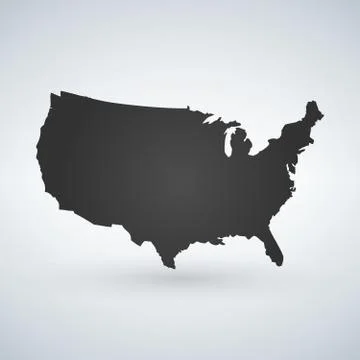 US logo or icon with USA letters across the map, United States of America. Ve Stock Illustration