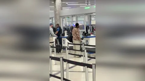 US: Long Security Delays As ICE Agents Stand By At Atlanta Airport Checkp... Stock Footage 331485131