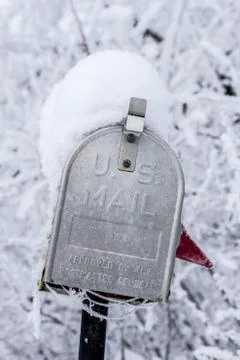 An us mailbox closeup in winter Foto stock