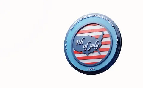 US map and flag in a circle isolated on white. Fourth of july background amer Stock Illustration