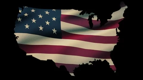 US Map and Waving Flag Animation Independence Day 4th of July Stock Footage 277945340